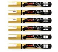 Uni-Ball PWE-5M Chalk Marker Bullet Nib 1.8-2.5mm Gold Pack of 6