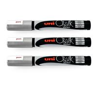 Uni-Ball PWE-5M Chalk Marker Bullet Nib 1.8-2.5mm Silver Pack of 3