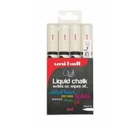 Uni-Ball PWE-5M White Liquid Chalk Blackboard Marker Pen Non-Permanent Set 4pc