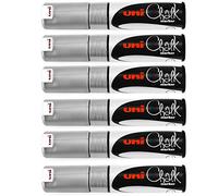 uni-ball PWE-8K Chalk Marker - Chisel Nib - 8.0mm - Silver - Pack of 12