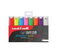 Uni Chalk Marker Pen PWE-8K Chisel Tip Wallet of 8 Assorted Colours