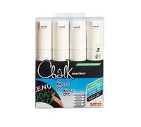 uni-ball PWE-8K White Liquid Chalk Pens. Multi-Purpose Wipeable Coloured Markers for Blackboards, Chalkboards, Whiteboards, Glass, Mirrors, Plastic, Windows, Metal. Safe for Kids. Chisel Tip. 4 Pack