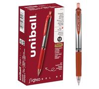 uni-ball Retractable Gel Pens, Medium Point (0.7mm), Red, 12 Count