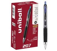 Uni-Ball Signo 207, 12 Pack 1.0mm Bold Blue Gel Pens - Water Resistant, Smooth Writing, Comfort Grip, Retractable - Back to School Pens, Teacher Pens, School Supplies