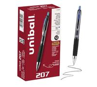 Uni-Ball Signo 207, 12 Pack 1.0mm Bold Blue Gel Pens - Water Resistant, Smooth Writing, Comfort Grip, Retractable - Back to School Pens, Teacher Pens, School Supplies