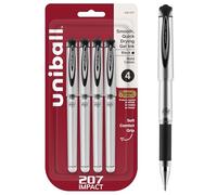 Uni-Ball Signo 207 Impact Stick Gel Pen, 4 Black Pens, 1.0mm Bold Point Gel Pens, Smooth Writing, Archival-Quality Ink, Acid-Free, Superior Comfort