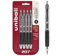 Uni-Ball Signo 207 Retractable Gel Pen, Medium Point, Black Ink, 4-Count