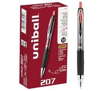 Uni-Ball Signo 207 Retractable Gel Pen, Medium Point, Red Ink, 12-Count