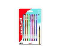 Uni-Ball Mitsubishi Pencil - 8 Signo Gel Ink Rollerball Pens - Metallic Colours - 0.8 mm Tip - Medium Writing - Creative Rollerball Pens for Card Making and Craft
