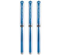 uni-ball Signo Pen Broad Metallic Gel Ink Rollerball - Metal 1mm Tip Nib 0.65mm Line Width With Rubber Grip - UM-153 - (Pack Of 3) - Blue
