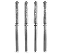uni-ball Signo Pen Broad Metallic Gel Ink Rollerball - Metal 1mm Tip Nib 0.65mm Line Width With Rubber Grip - UM-153 - Silver - Pack of 4
