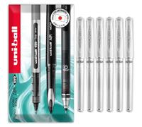 uni-ball Signo Pen - UM-153 Broad Metallic Gel Ink Rollerball - Metal 1.0mm Tip Nib - Rubber Grip - In Envelope Gift Packaging (Pack of 6, White)