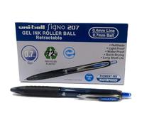 uni-ball Signo 207 12 Pack Blue Retractable 0.7mm Med Nib Rollerball