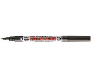 uni-ball Super Ink Permanent Marker Pens. Black Felt Tip Pens for Art, Crafts, Multi Surface Use on Fabric, Paper, CD's, DVD's, Kitchen, Garden, Plastic, Freezer Bags, Glass, Metal, Wood. Pack of 12