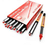 Uni-Ball UB-150-10 Micro Liquid Ink Rollerball Pens - 1.0mm - Red Ink - Pack of 12 + 2