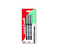 uni-ball UB-150 Eye Black Rollerball Pens Premium Micro 0.5mm Ballpoint (3 Pack)