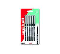 uni-ball UB-150 Eye Black Rollerball Pens. Premium Micro 0.5mm Ballpoint Tip for Super Smooth Handwriting, Drawing, Art, Crafts and Colouring. Fade and Water Resistant Liquid Uni Super Ink. 5 Pack