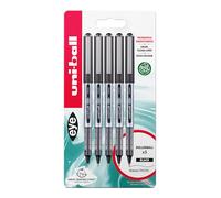 uni-ball UB-150 Eye Black Rollerball Pens. Premium Micro 0.5mm Ballpoint Tip for Super Smooth Handwriting, Drawing, Art, Crafts and Colouring. Fade and Water Resistant Liquid Uni Super Ink. 5 Pack