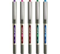 Uni-Ball UB-157 Eye Rollerball Pen Set - Pack of 5 Swatch Colours (Violet, Pink, Red, Green, Light Blue) UB157