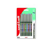 uni-ball UB-157 Eye Rollerball Pens. Premium Fine 0.7mm Ballpoint Tip for Super Smooth Handwriting, Drawing, Art, Crafts and Colouring. Fade and Water Resistant Liquid Uni Super Ink. 8 Pack Assorted