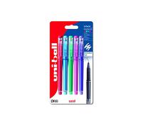 uni-ball UB-222-07 Erasable Rollerball Gel Pens. Premium 0.7mm Ballpoint Tip for Super Smooth Writing, Drawing & Colouring. Easy-Retract Eraser for Secure and Stable Rubbing Out. Pack of 5 multicolor