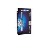 Uni-Ball UBC60117 0.5 mm Micro Red Ink, Gray & Red Barrel VISION Stick Roller Ball Pen - 1 Dozen