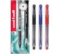 uni-ball UM-151 Signo Gel Grip Rollerball Pen - 0.7mm - In Envelope Gift Packaging (Pack of 3, Black,Blue,Red)