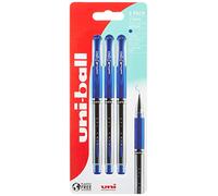 Uni-Ball UM-151S Gel Grip Rollerball Pens. Premium Medium 0.7mm Ballpoint Nib for Super Smooth Handwriting, School, Journaling and Note Taking. Fade & Water Resistant Uni Super Ink. Pack of 3 Blue