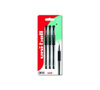 Uni-Ball UM-151S Gel Grip Rollerball Pens. Premium Medium 0.7mm Ballpoint Nib for Super Smooth Handwriting, School, Journaling and Note Taking. Fade & Water Resistant Uni Super Ink. Pack of 3 Black