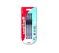 Uni-Ball UM-151S Signo Gel Pens with Gel Grip, Black Gel, 0.7mm Stainless Steel Nib (Pack of 3)