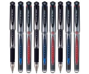 Uni Ball UM-153S - Assorted Colour - Pack of 9 - Gel Impact Rollerball Broad 1mm Tip Nib 0.6mm Line (3 of each Colour - Black Blue Red)