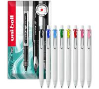 uni-ball UMN-S-05 Retractable Gel Ink Rollerball Pens - 0.5mm Tip Nib - White Barrel - One of Each Colour - Pack of 8 - In Envelope Gift Packaging