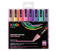 uni-ball Uni Posca marker pens with medium-fine round tips, pack of 8, pastel colours, 182518