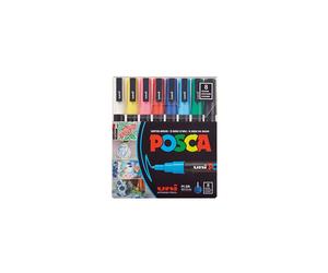 uni-ball Uni Posca PC3M/8 8-Piece Paint Marker Pen Set Assorted Pigmentation Ink Fine Tip