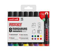 Uni-Ball Uni Prockey Uni Mitsubishi Pencil Permanent Marker PM122 Multifunctional Water Based Odour Neutral Medium Tapered Tip 1.2-1.8mm Zero Plastic Packaging 8 Colours
