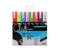 Uni-Ball UniChalk Chalk Marker Pen Medium Board & Glass Assorted (Pack of 8)