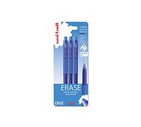 uni-ball URN-181-07 Erasable Ballpoint Blue Gel Ink Pens (3 pack) - 0.7mm Tip, Erase by Rubbing out, for Writing, Drawing, Sketching, Art & Crafts, Home, School or Work