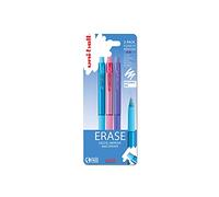 uni-ball URN-181-07 Erasable Ballpoint Gel Ink Pens (3 pack) - Blue, Pink & Purple, 0.7mm Tip, Erase by Rubbing out, for Writing, Drawing, Sketching, Art & Crafts, Home, School or Work