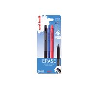 uni-ball URN-181-07 On Point Erasable Ballpoint Black, Blue and Red Gel Pens. Premium 0.7mm Rollerball Tip for Smooth Handwriting. Easy-Retract Eraser