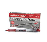 uni-ball Rollerball Pens UB-200 Vision Elite - 0.8mm Medium, Liquid Uni Super Ink, Box of 12 Red