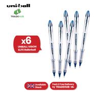 Uniball Vision Elite UB200 Liquid Ink Rollerball Pens Medium Tip 0.8 mm Pack of 3 Blackaa