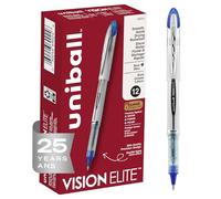 uni-ball Vision Elite Rollerball Pens, Bold Point (0.8mm), Blue, 12 Count