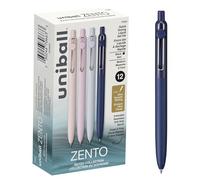 uni-ball Zento Gel Ink Rollerball Pens, 12 Black Medium Point Smooth Writing Pens, Colored Japanese Pens, Muted Colors