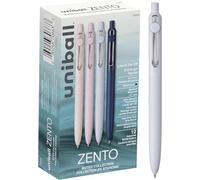 uni-ball Zento Gel Ink Rollerball Pens, 12 Black Medium Point Smooth Writing Pens, Colored Japanese Pens, Muted Colors