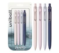 uni-ball Zento Gel Ink Rollerball Pens, 4 Black Medium Point Smooth Writing Pens, Colored Japanese Pens, Muted Colors