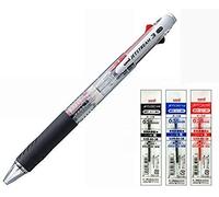 Uni Ballpoint Pen Jetstream 3 Color Black Red Blue Ink 0.38mm Transparent (SXE340038.T)+ 0.38 3 Color Refill