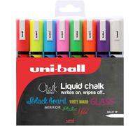 Uni Chalk Marker Medium Bullet Tip PWE-5M Line Width 1.8-2.5mm Wallet Assorted Ref 153494341 [Pack 8]+ finchley Refill Pen