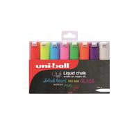 Uni Chalk Marker Pen PWE-8K Chisel Tip Wallet of 8 Assorted Colours