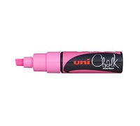 UNI CHALK PWE-8K FL PINK MARKER CHISEL TIP 8.0mm - Single Marker
