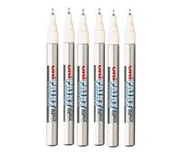 Uni Colour Extra Fine (0.8mm) PX-203 Silver Oil Paint Marker Pen Metal Glass Wood Plastic Stone Outdoor mm Metal Nib Tip (Pack Of 6)